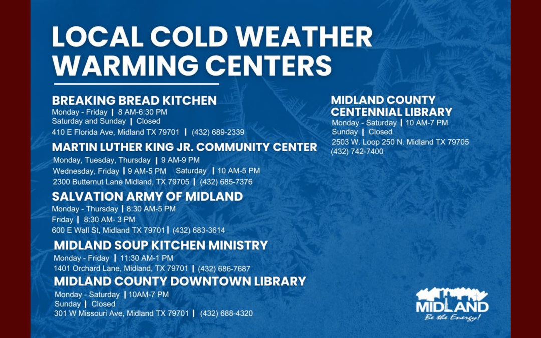 Midland habilita centros de calentamiento ante Ola Gélida
