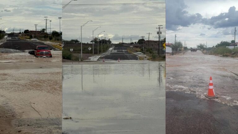 Policía de Presidio emite alerta vial por calles inundadas tras intensas lluvias