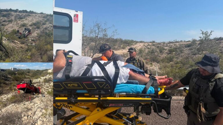 Conductor resulta herido tras volcadura en la línea del condado de Val Verde y Terrell